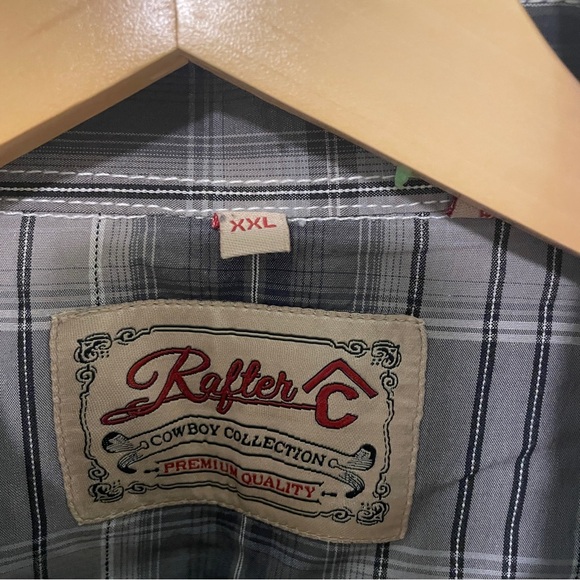 Rafter C gray plaid long sleeve pearl snap button down. Size: xxl - Picture 7 of 9
